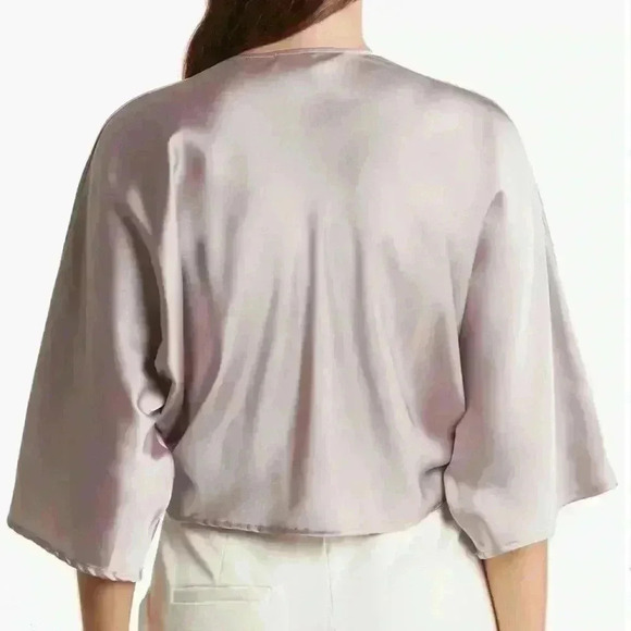 Renee C Plunge Neck Twisted Knot Satin Top - Picture 6 of 6